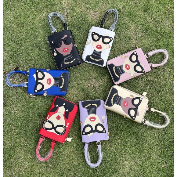 Unique 3D Lady Face PU Leather Satchel Funky Hobo & Crossbody Bags for Women's - Picture 5 of 9